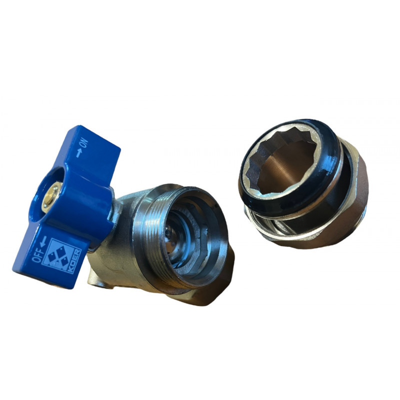 Кран кутовий з американкою 1", з термометром, "Koer" Чехія