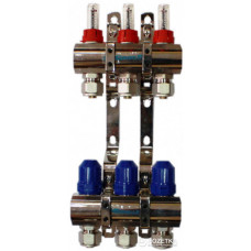 Колектор для теплої підлоги "GROSS" на 3 контури, латунний