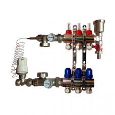 Колектор для теплої підлоги "GROSS" у складі на 3 контури, латунний.