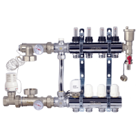 Колектор Fado Італія латунний в зборі для теплої підлоги на 6 контурів