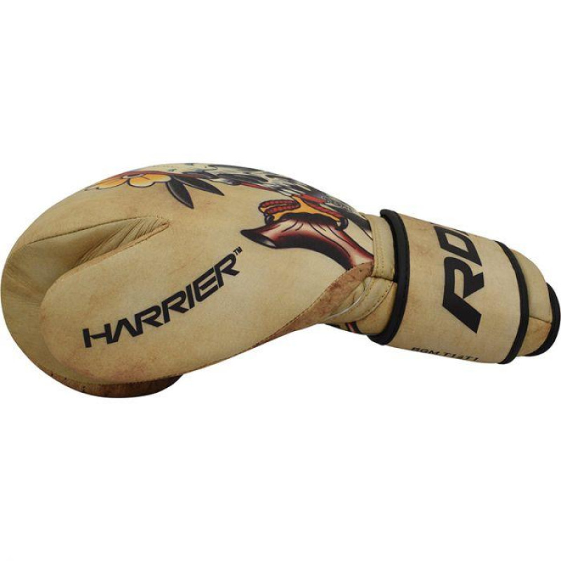 Боксерские перчатки RDX T14 HARRIER Brown Tattoo 12 ун.