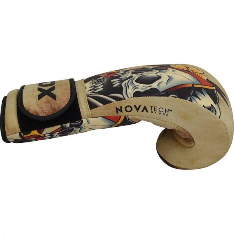 Боксерские перчатки RDX T14 HARRIER Brown Tattoo 12 ун.