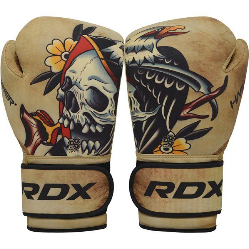 Боксерські рукавиці RDX T14 HARRIER Brown Tattoo 12 ун.