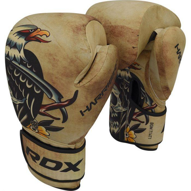 Боксерські рукавиці RDX T14 HARRIER Brown Tattoo 12 ун.