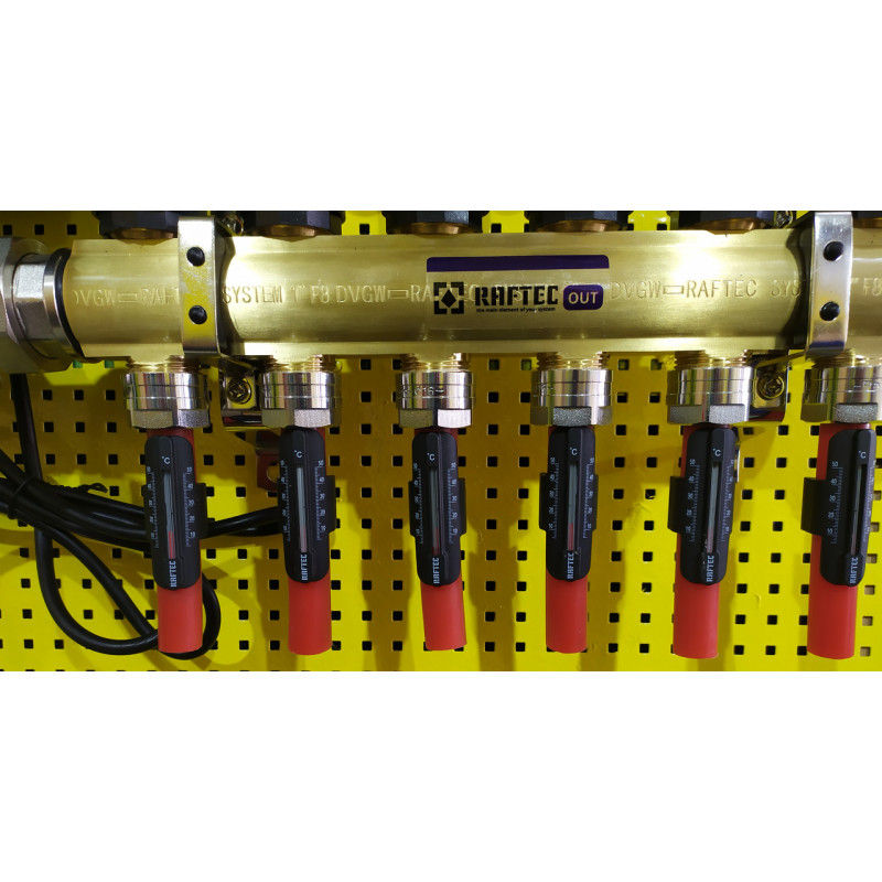 Колектор латунний "Raftec" для теплої підлоги на 8 контурів