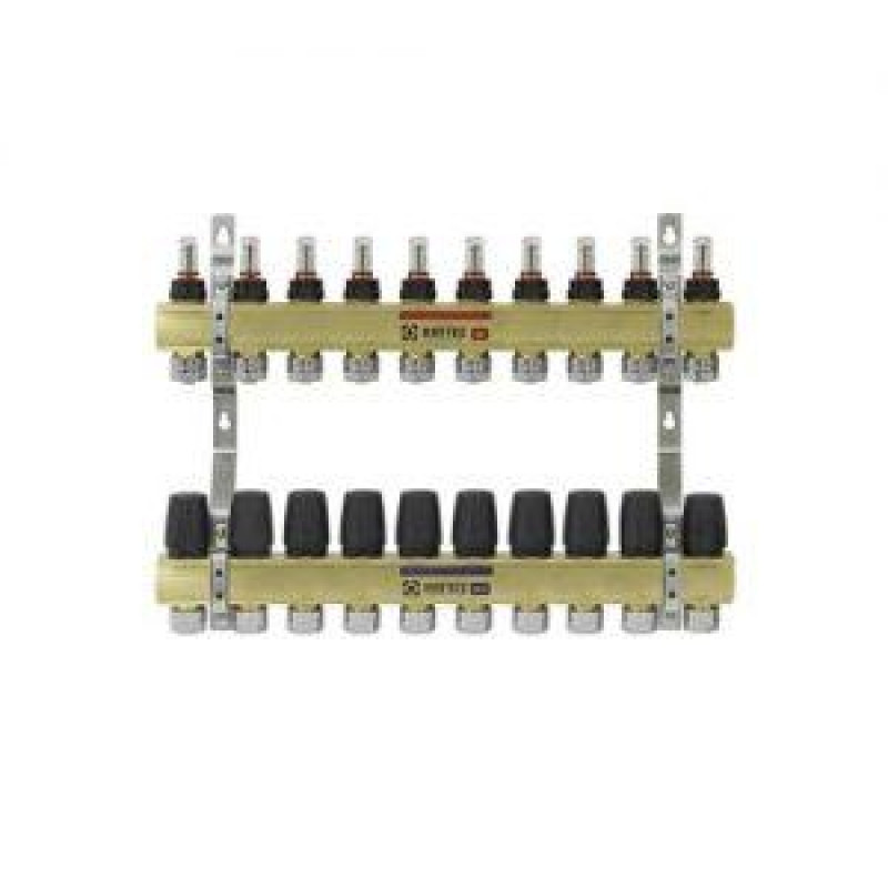 Колектор латунний "Raftec" для теплої підлоги на 10 контурів