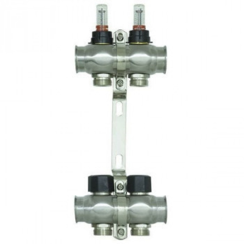 Колектор нержавіюча сталь "Raftec" на 2 контури з витратомірами і євроконусом