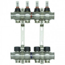 Колектор нержавіюча сталь "Raftec" на 4 контури з витратомірами і євроконусом