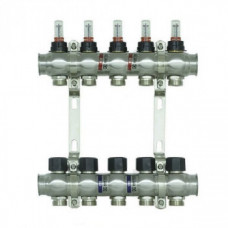 Колектор нержавіюча сталь "Raftec" на 5 контурів з витратомірами і євроконусом