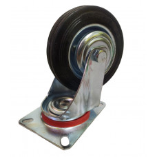 Колесо поворотне на чорній гумі, діаметр 100 мм