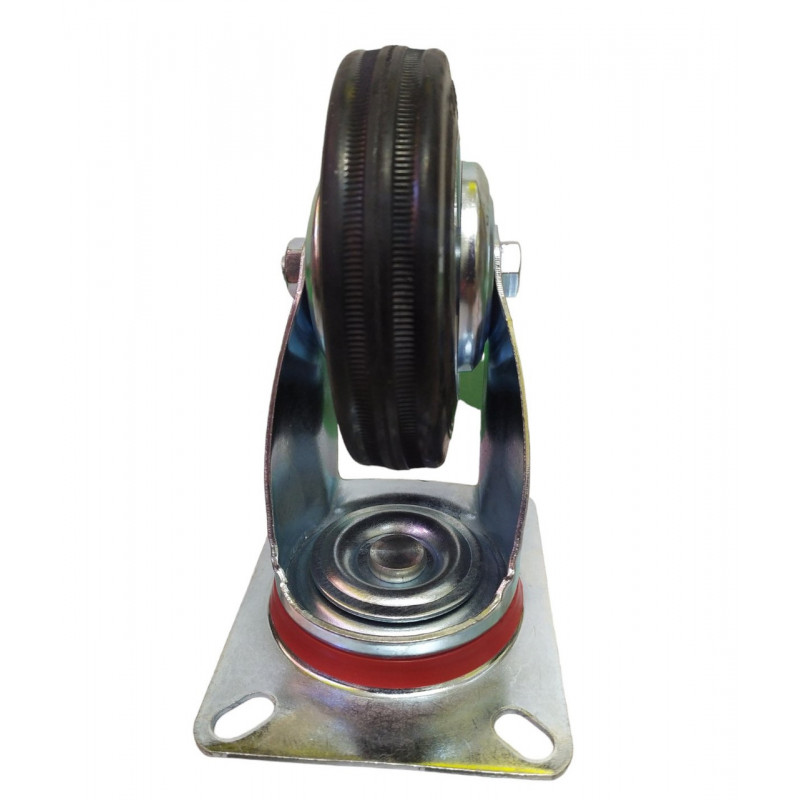 Колесо поворотне на чорній гумі, діаметр 100 мм