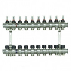 Колектор нержавіюча сталь "Raftec" на 10 контурів з витратомірами і євроконусом