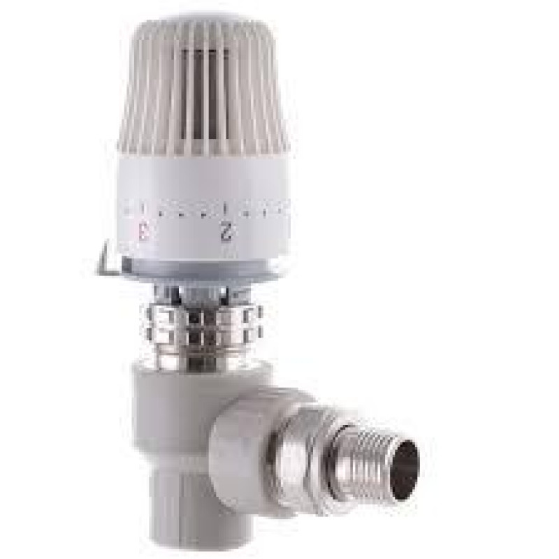 Кран термостатичний 25х3/4 з термоголовою, кутовий, "Koer" Чехія