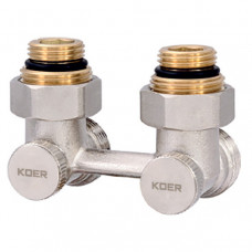 Вузол нижнього підключення радіатора (кутовий) 3/4" ("БІНОКЛЬ"), "Koer" Чехія