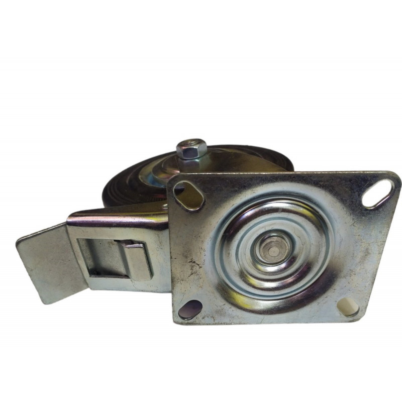 Колесо 125 мм поворотне з гальмом, на чорній гумі