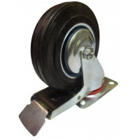 Колесо 160 мм поворотне з гальмом, на чорній гумі