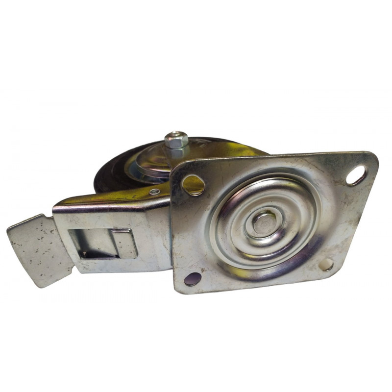 Колесо 160 мм поворотне з гальмом, на чорній гумі