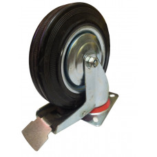 Колесо 200 мм поворотне з гальмом, на чорній гумі