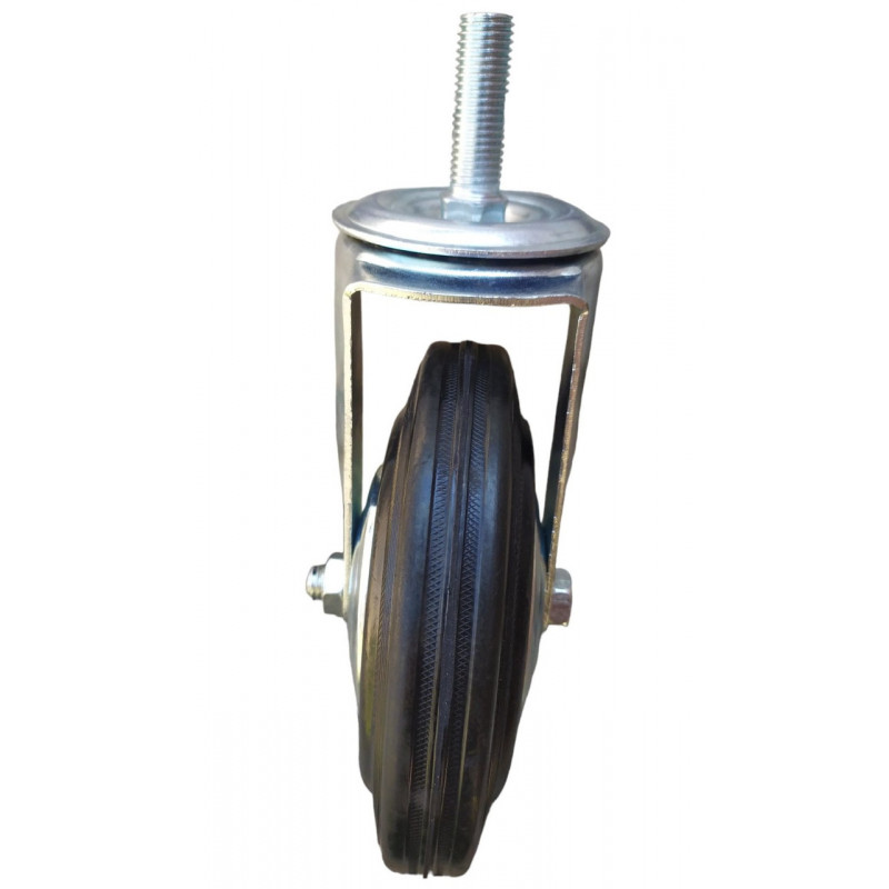 Колесо поворотне на чорній гумі зі штировим кріпленням, діаметр 160 мм