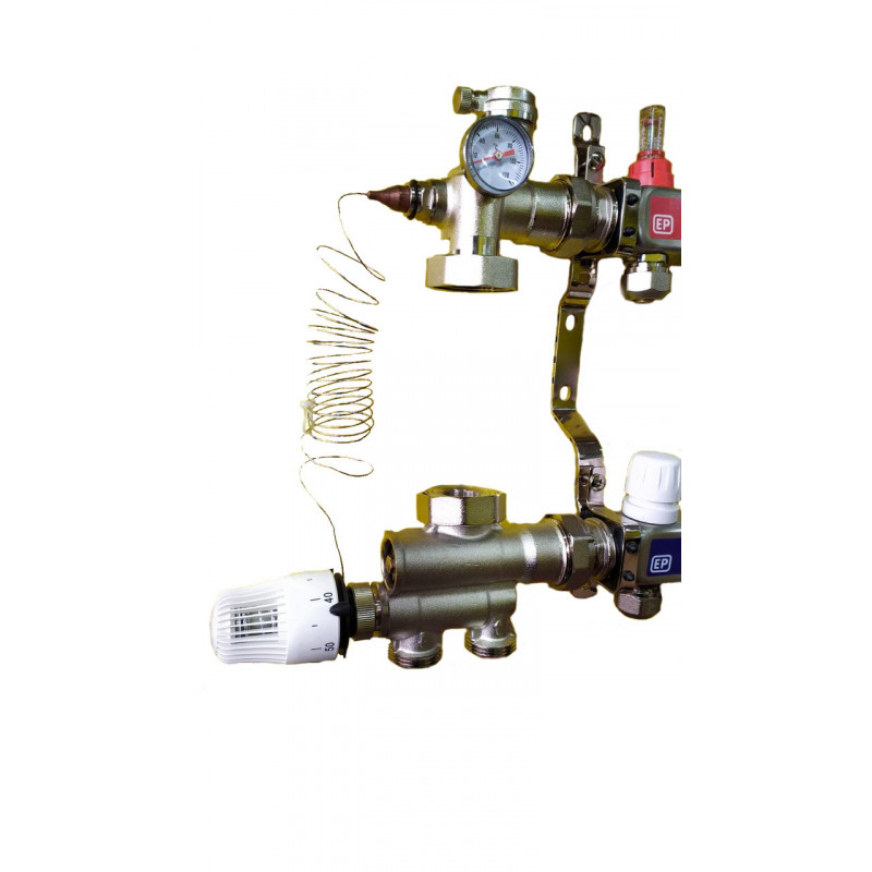 Колектор для теплої підлоги на 7 контурів у зборі, нижнє підключення, «Europroduct» НЕРЖАВІЙКА