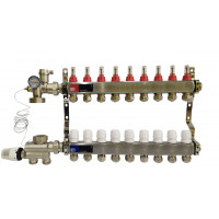 Колектор для теплої підлоги на 9 контурів у зборі, нижнє підключення, «Europroduct» НЕРЖАВІЙКА