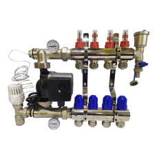 Колектор для теплої підлоги в складі на 4 контури латунний (коплект) "KOER"