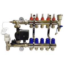 Колектор для теплої підлоги в складі на 5 контурів латунний (комплект) "KOER"