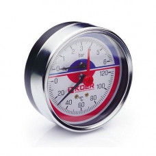 Термо-Манометр аксіальний 120°С / 6 bar, D=80мм, "Koer"