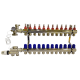 Колектор для теплої підлоги з нижнім під'єднанням у зборі на 12 контурів "KOER" латунний.