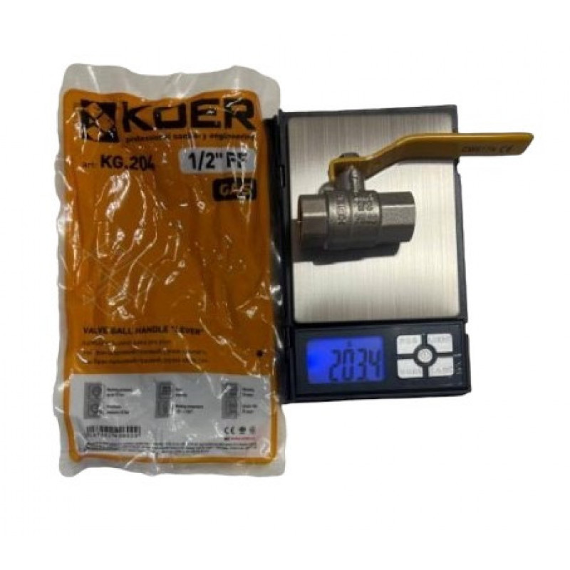 Кран газовий 1/2 (DN15) Гайка-Гайка "Важіль", "Koer"