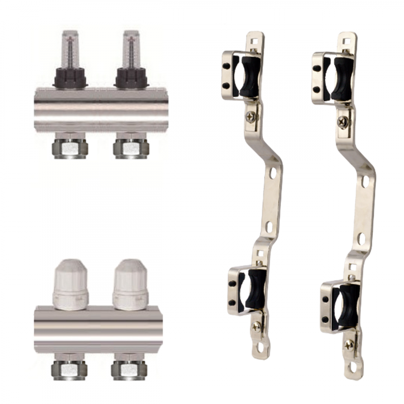 Колектор латунний "SD Forte" на 2 контури для теплої підлоги