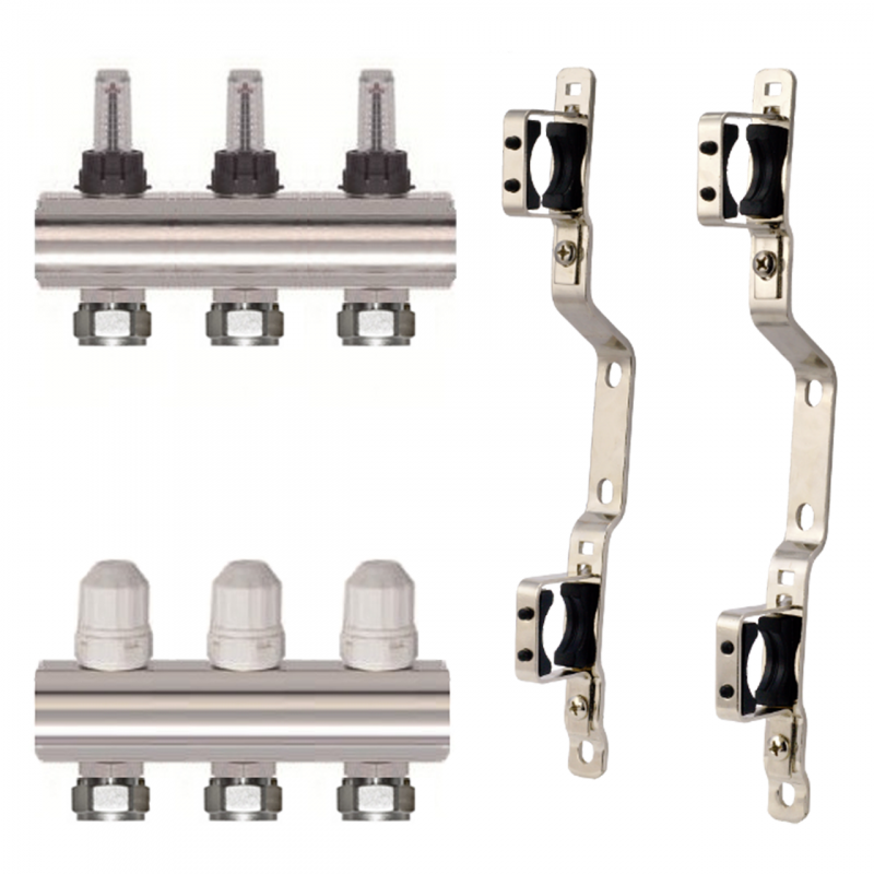Колектор латунний "SD Forte" на 3 контури для теплої підлоги