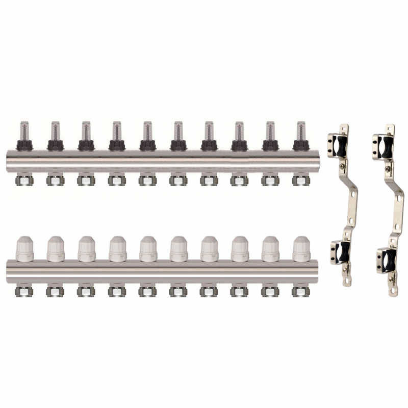 Колектор латунний "SD Forte" на 10 контурів для теплої підлоги