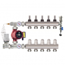 Колектор латунний "SD Forte" на 5 контурів в зборі для теплої підлоги