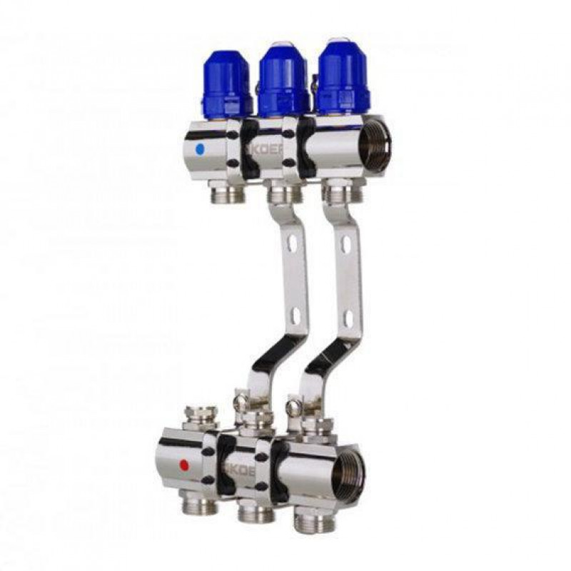 Латунний колектор "KOER на 3 контури для радіаторного опалення