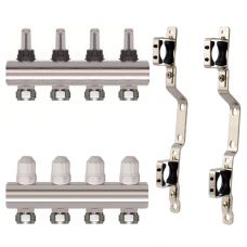 Колектор латунний "SD Forte" на 4 контури для теплої підлоги