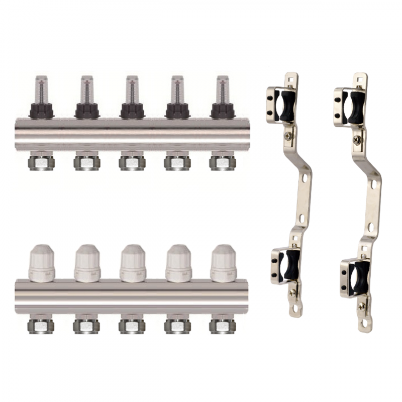 Колектор латунний "SD Forte" на 5 контурів для теплої підлоги