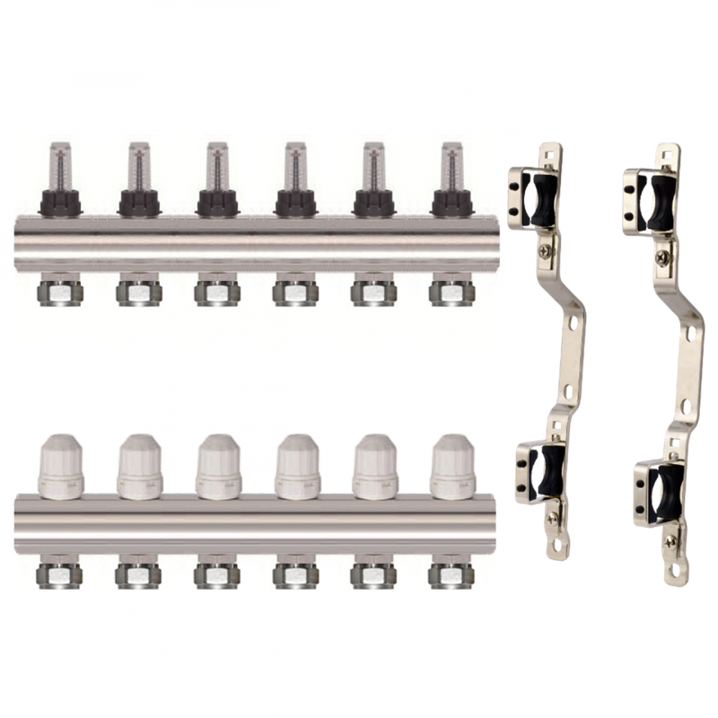 Колектор латунний "SD Forte" на 6 контурів для теплої підлоги