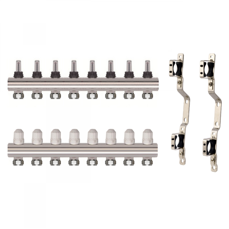 Колектор латунний "SD Forte" на 8 контурів для теплої підлоги