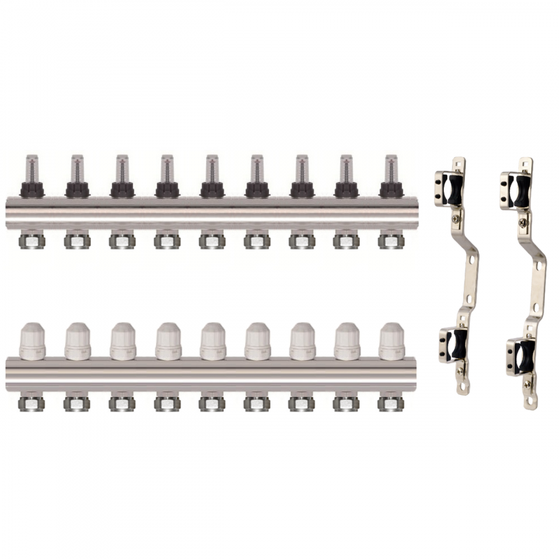 Колектор латунний "SD Forte" на 9 контурів для теплої підлоги