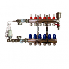 Латунний колектор "ITAL-therm" на 6 контурів в зборі для теплої підлоги