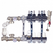 Колектор Fado Італія латунний в зборі для теплої підлоги на 5 контурів