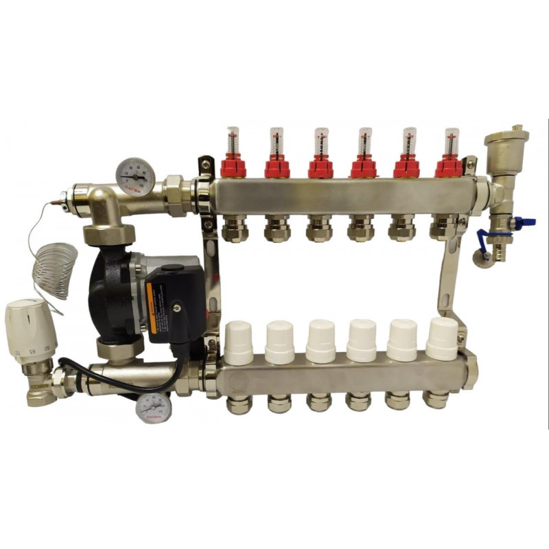 Колектор неіржавка сталь у складі на 6 контурів "Krakow" з насосом