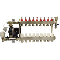 Коллектор нержавейка в сборе на 9 контуров "Krakow" с насосом