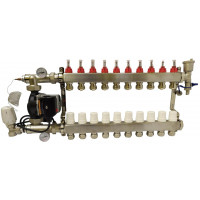 Коллектор нержавейка в сборе на 10 контуров "Krakow" с насосом