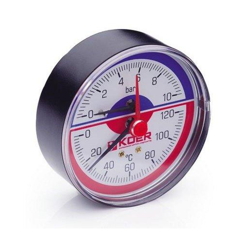 Термо-Манометр Koer аксіальний 802A 10 bar, D=80 мм, 1/2''