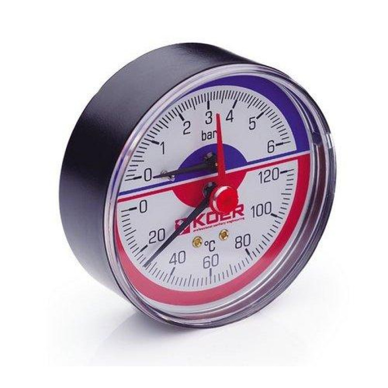 Термо-Манометр Koer аксіальний 802A 6 bar, D=80 мм, 1/2'''