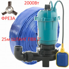 Насос дренажно-фекальний з подрібнювачем, P-2 кВт, H-15 м, Q-12 м3, "VODOMET" Словенія