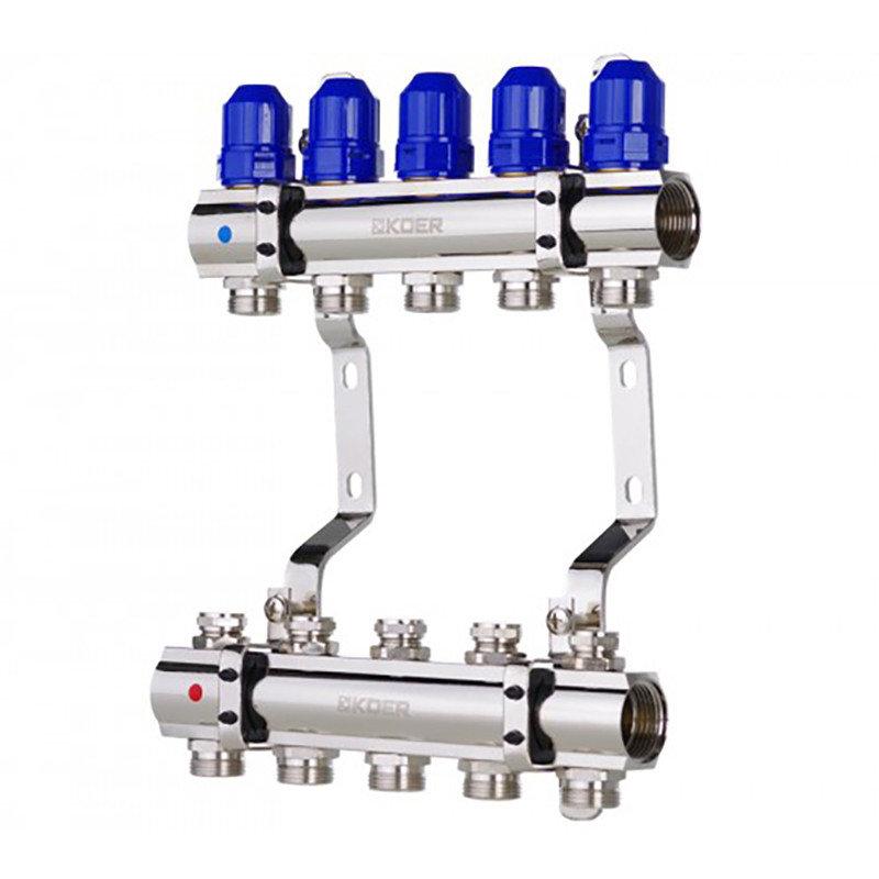 Латунний колектор "KOER на 5 контурів для радіаторного опалення