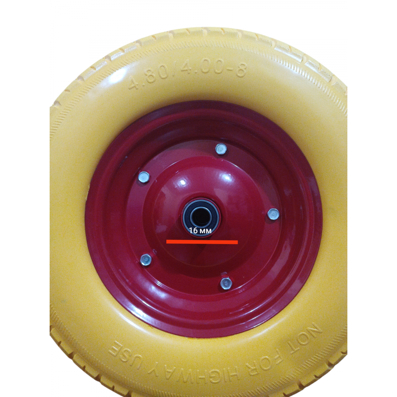 Колесо на тачку пінополіуретанове розбірний диск 4.00-8/16мм (D=390мм)